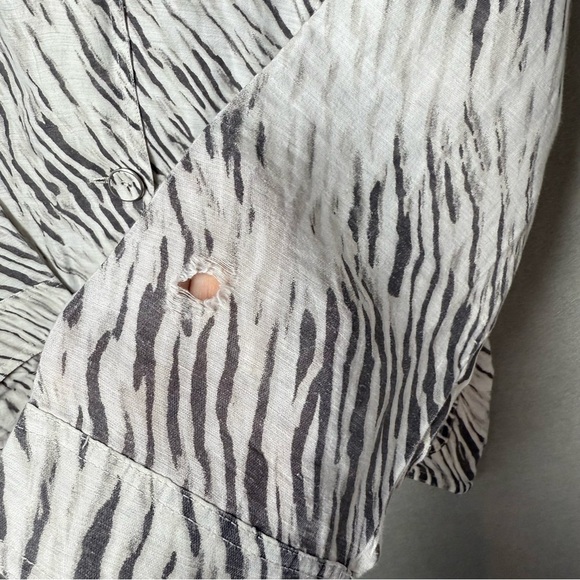 Chico’s Women’s Linen Blend Two Button Front Blazer Zebra Print Sheer size 2/12 - Picture 5 of 10